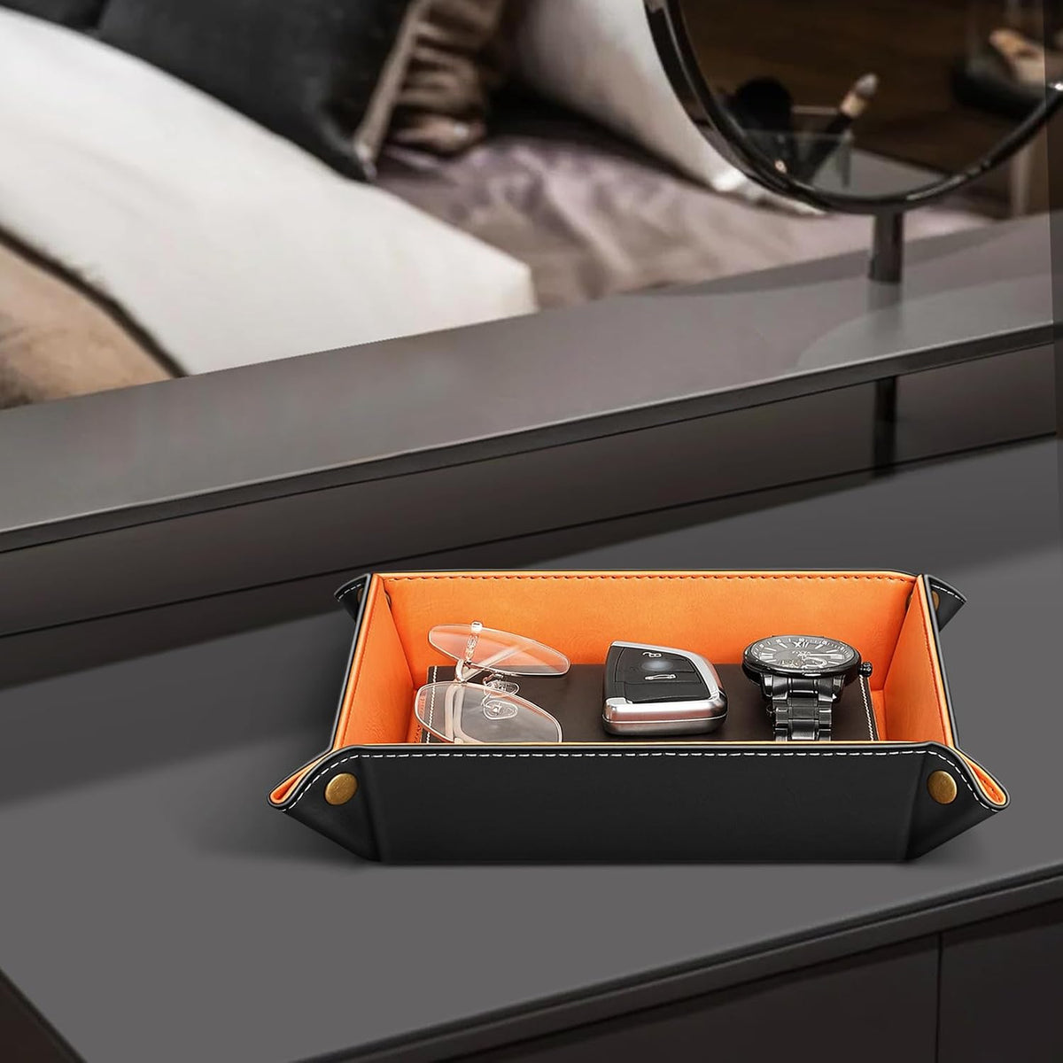 Valet Tray Desktop Storage Organizer Nightstand Caddy Holder