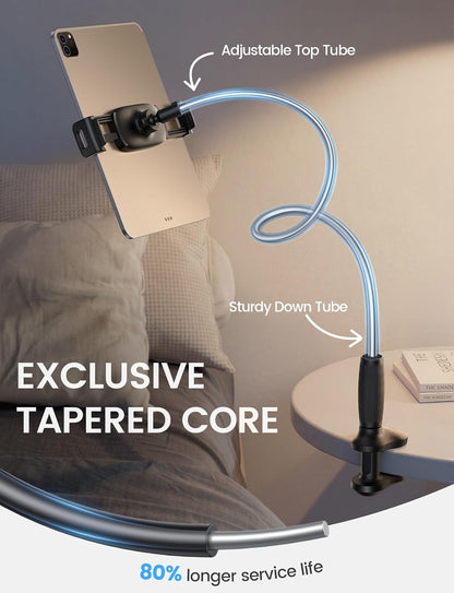 Gooseneck Tablet Holder for Bed, Unique Tapered Flexible Arm