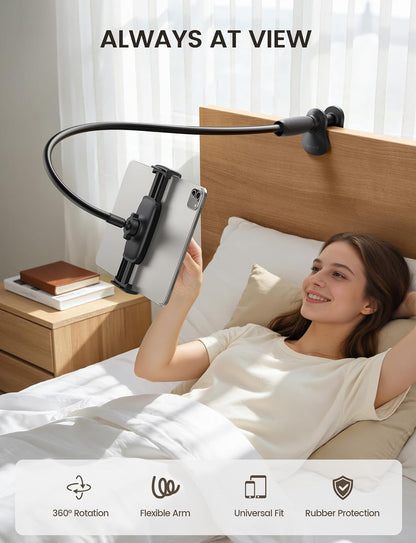 Gooseneck Tablet Holder for Bed, Unique Tapered Flexible Arm