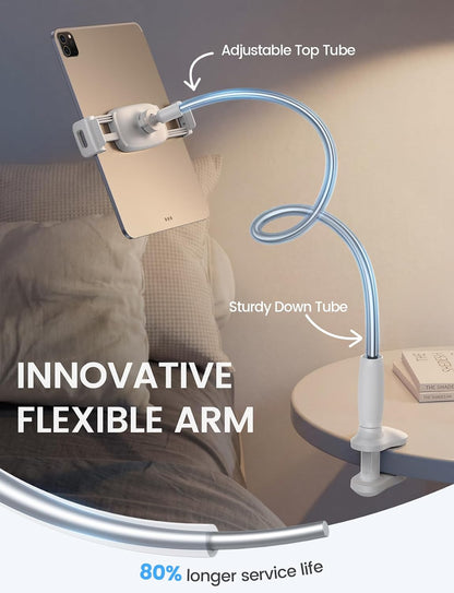 Gooseneck Tablet Holder for Bed, Unique Tapered Flexible Arm