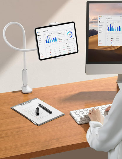 Gooseneck Tablet Holder for Bed, Unique Tapered Flexible Arm