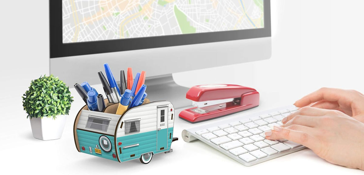 Desk Dumpster Pencil Holder with 100+ Flame Note Cards, Funny 3-Compartment Organizer for Office Supplies, Desk Caddy for Work or Home