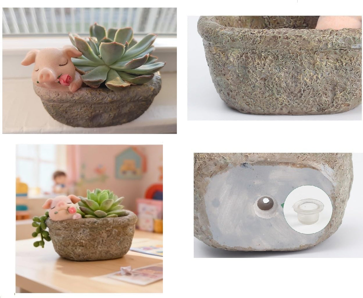 Cute Pig Gift Home Decor Pot, Succulent Planter Flowerpot Decor for Home Garden Office Desk Ormament, Fairy Garden Gift for Women Men