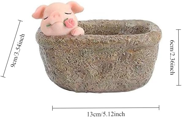 Cute Pig Gift Home Decor Pot, Succulent Planter Flowerpot Decor for Home Garden Office Desk Ormament, Fairy Garden Gift for Women Men