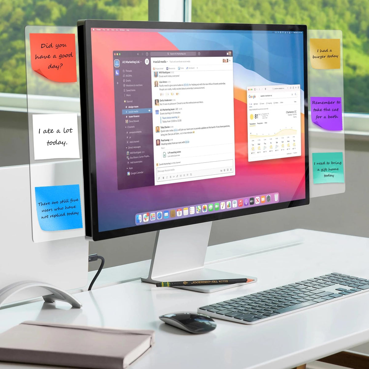 2-Pack Frameless Monitor Sticky Note Boards