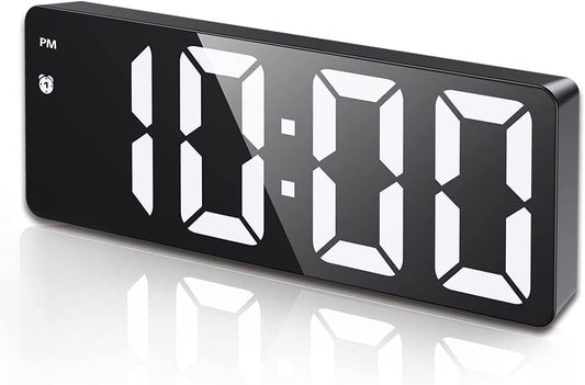 Digital Alarm Clock, LED Clock for Bedroom, Electronic Desk Clock with Type-C Port Adjustable Brightness DST Snooze 12/24H Display for Home Office