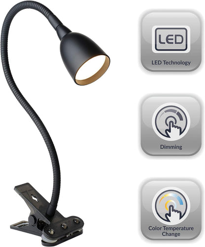 NHCLP-OL-BK Olivia Dimmable and Color Temperature Changing Clamp Light Desk Lamp Black