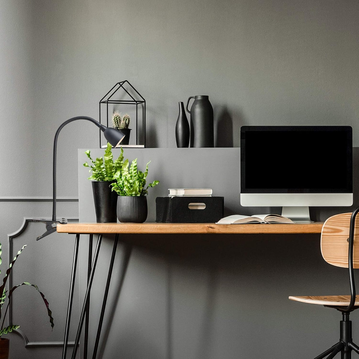 NHCLP-OL-BK Olivia Dimmable and Color Temperature Changing Clamp Light Desk Lamp Black