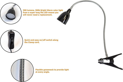 NHCLP-OL-BK Olivia Dimmable and Color Temperature Changing Clamp Light Desk Lamp Black