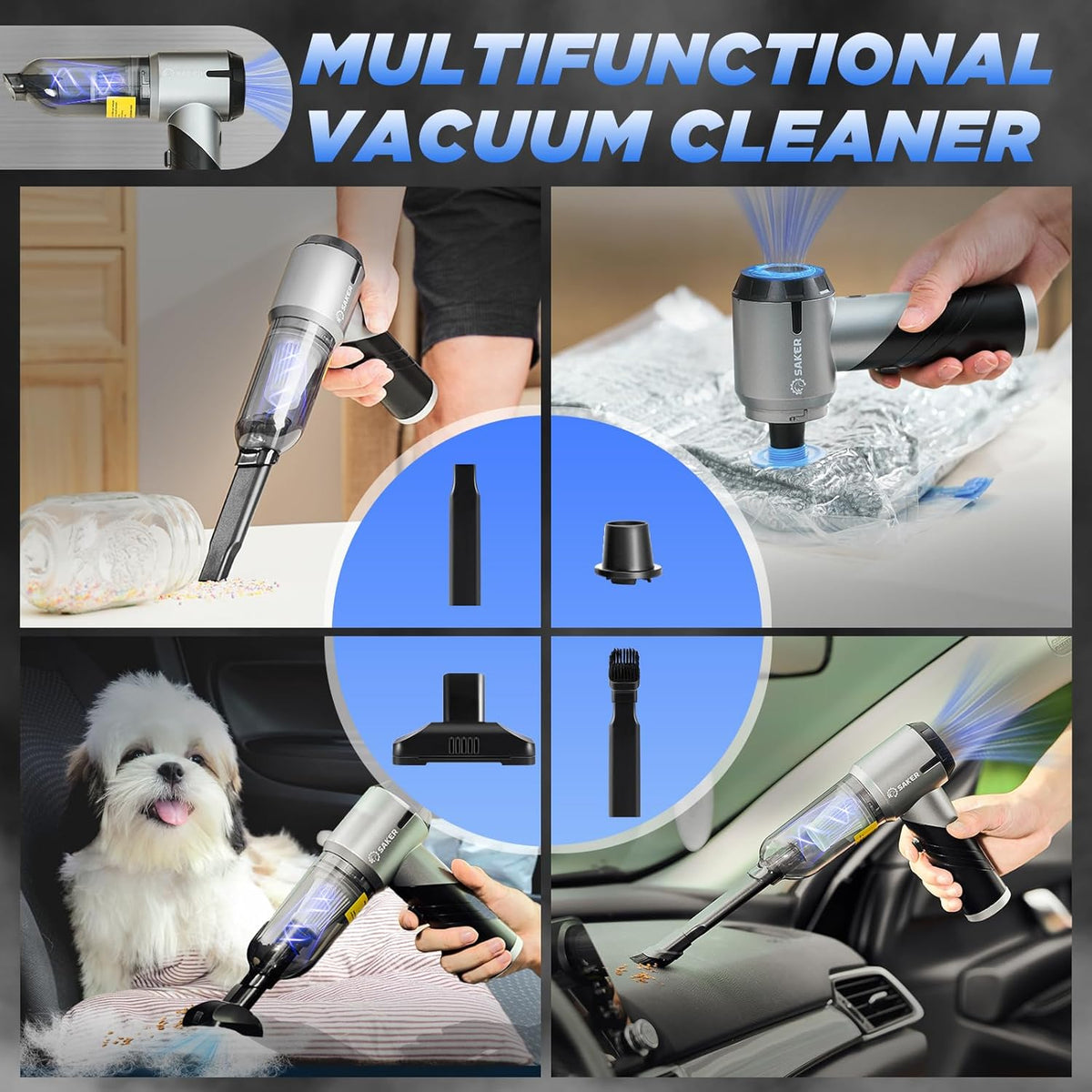 Handheld Car Vacuum Portable Cordless17000Pa HL132 Black