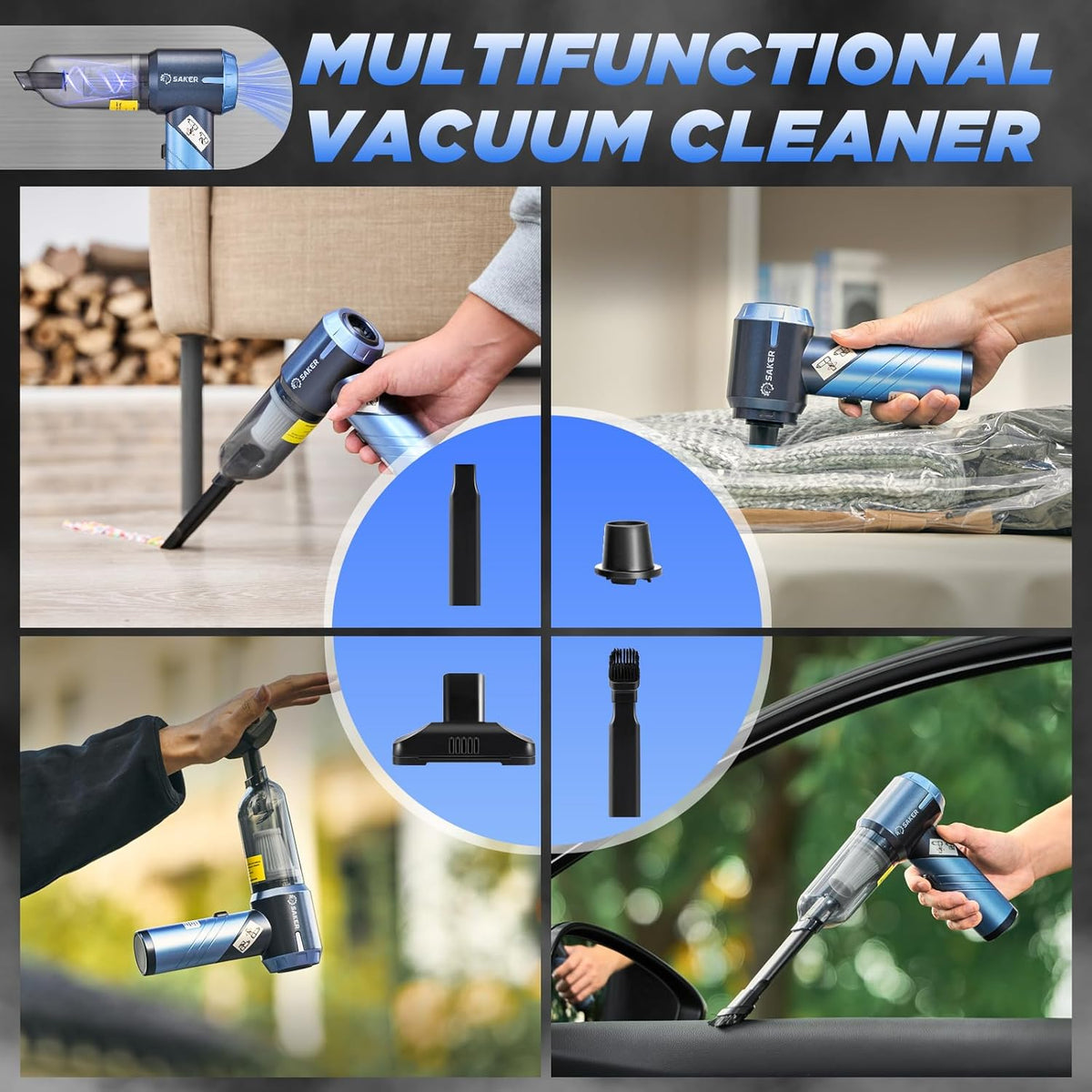 Handheld Car Vacuum Portable Cordless17000Pa HL132 Black