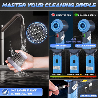 Handheld Car Vacuum Portable Cordless17000Pa HL132 Black