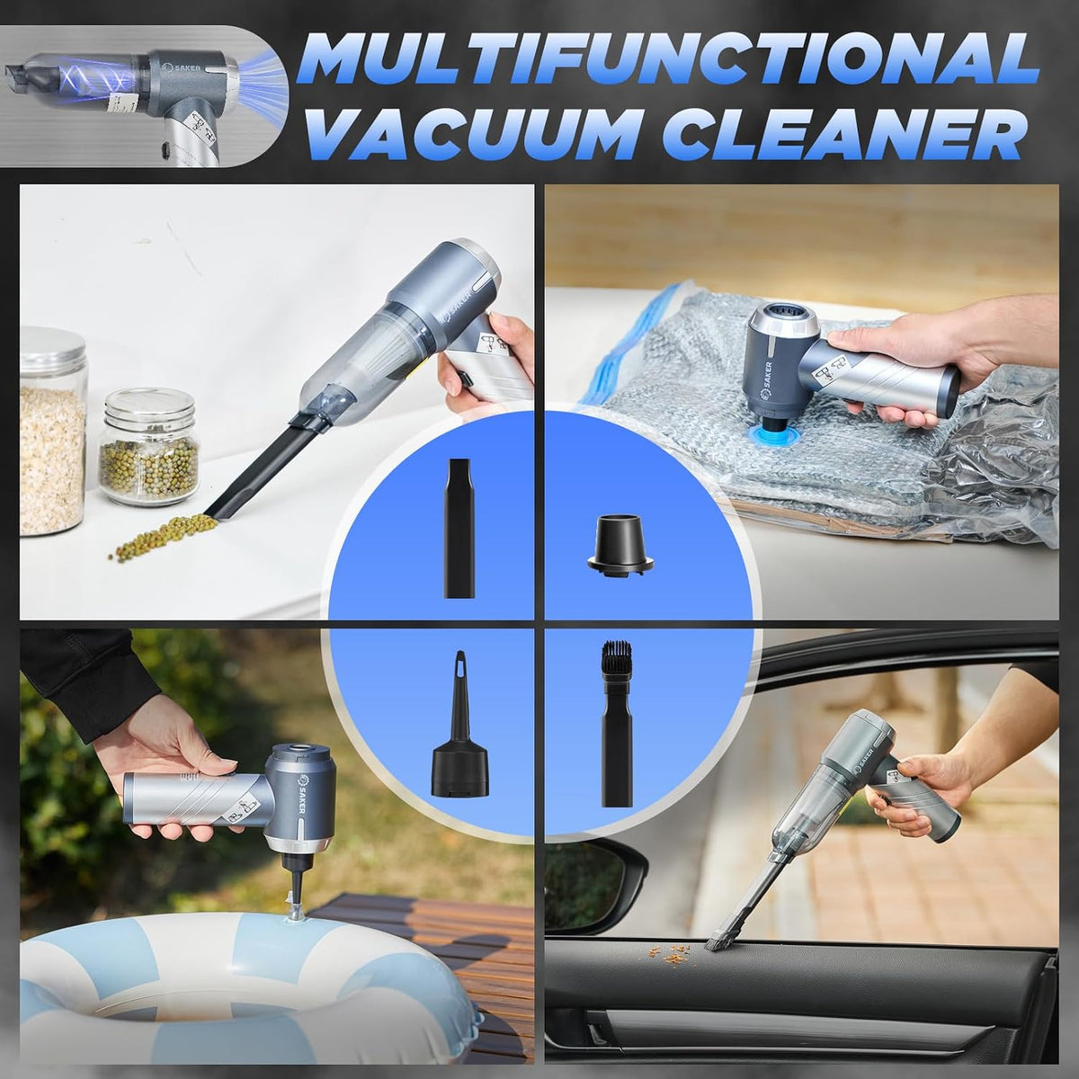 Handheld Car Vacuum Portable Cordless17000Pa HL132 Black