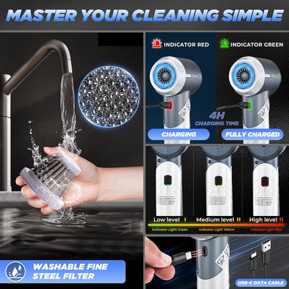 Handheld Car Vacuum Portable Cordless17000Pa HL132 Black