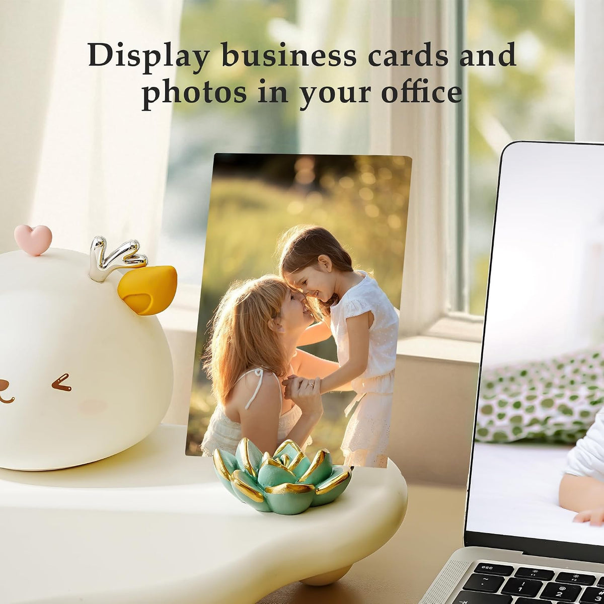 Succulent Business Card Holders for Desk, Cute Resin Business Card Display Stand Modern Vertical Name Card Holders for Office/Exhibition/Home/Restaurant, Unique Gifts for Men Women