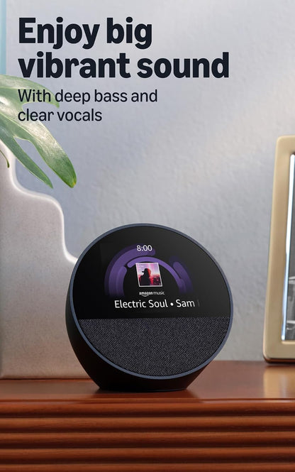 Echo Spot (newest model), Great for nightstands, offices and kitchens, Smart alarm clock, Designed for Alexa+, Black