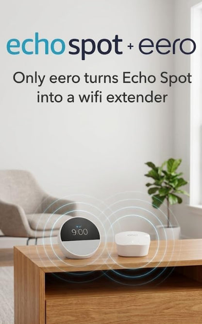 Echo Spot (newest model), Great for nightstands, offices and kitchens, Smart alarm clock, Designed for Alexa+, Black