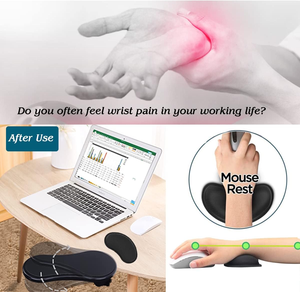 Computer Arm Rest for Desk, 180° Swivel Ergonomic Elbow Arm Support Desk