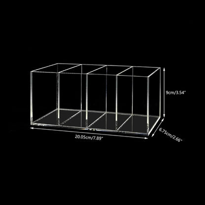 Acrylic Pen Holder 4 Compartments Clear Pencil Holder Organizer Makeup Brush Holder