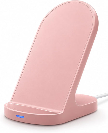 15W Fast Wireless Charger Wireless Phone Charger Stand Compatible with Apple iPhone 14 13 12/12 Pro Max/ 11Pro/11Pro Max, Compatible with Samsung Galaxy S22 S21 S20 (Rose Gold)