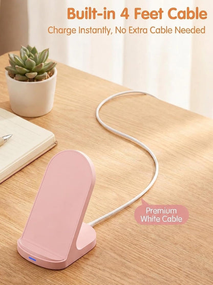 15W Fast Wireless Charger Wireless Phone Charger Stand Compatible with Apple iPhone 14 13 12/12 Pro Max/ 11Pro/11Pro Max, Compatible with Samsung Galaxy S22 S21 S20 (Rose Gold)