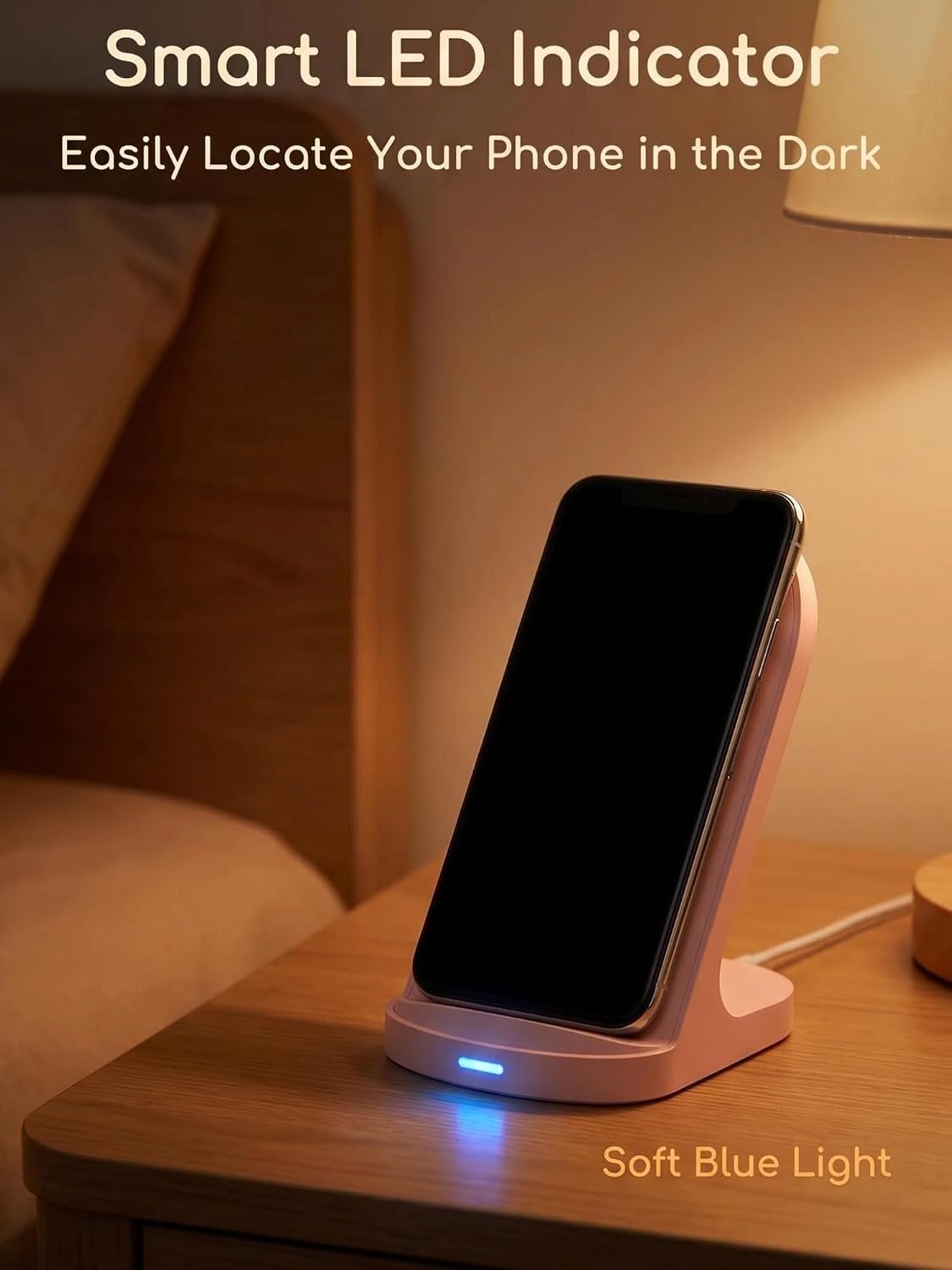 15W Fast Wireless Charger Wireless Phone Charger Stand Compatible with Apple iPhone 14 13 12/12 Pro Max/ 11Pro/11Pro Max, Compatible with Samsung Galaxy S22 S21 S20 (Rose Gold)