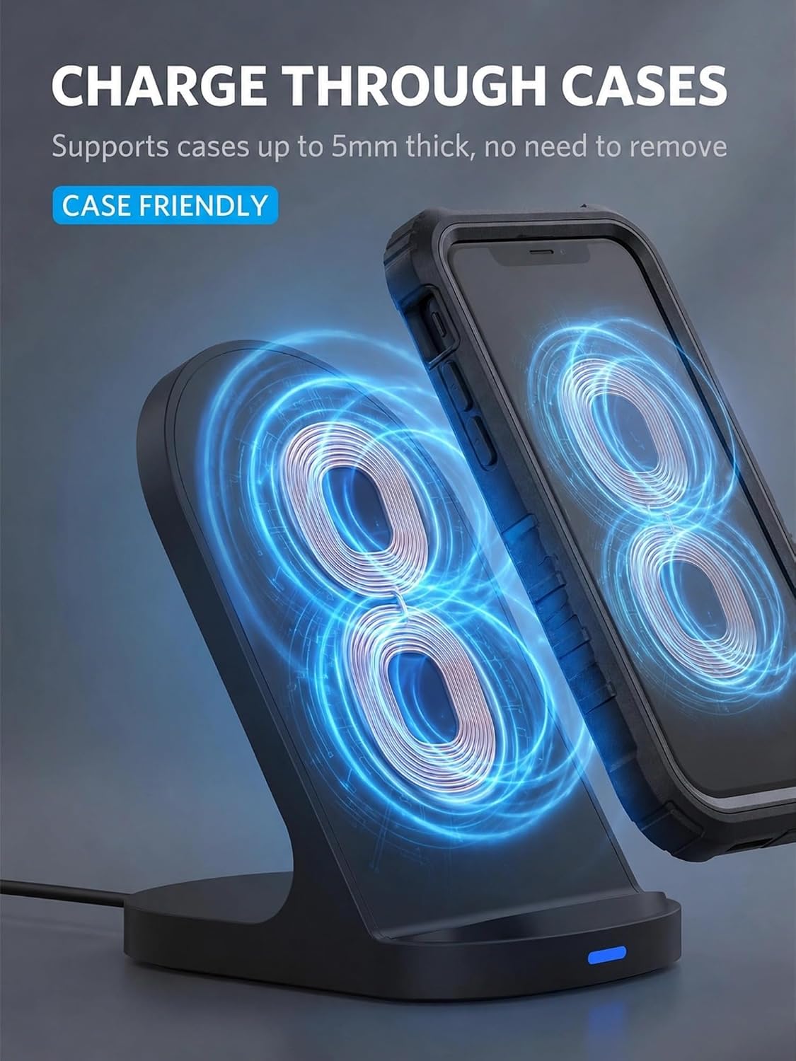 15W Fast Wireless Charger Wireless Phone Charger Stand Compatible with Apple iPhone 14 13 12/12 Pro Max/ 11Pro/11Pro Max, Compatible with Samsung Galaxy S22 S21 S20 (Rose Gold)
