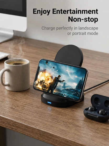 15W Fast Wireless Charger Wireless Phone Charger Stand Compatible with Apple iPhone 14 13 12/12 Pro Max/ 11Pro/11Pro Max, Compatible with Samsung Galaxy S22 S21 S20 (Rose Gold)