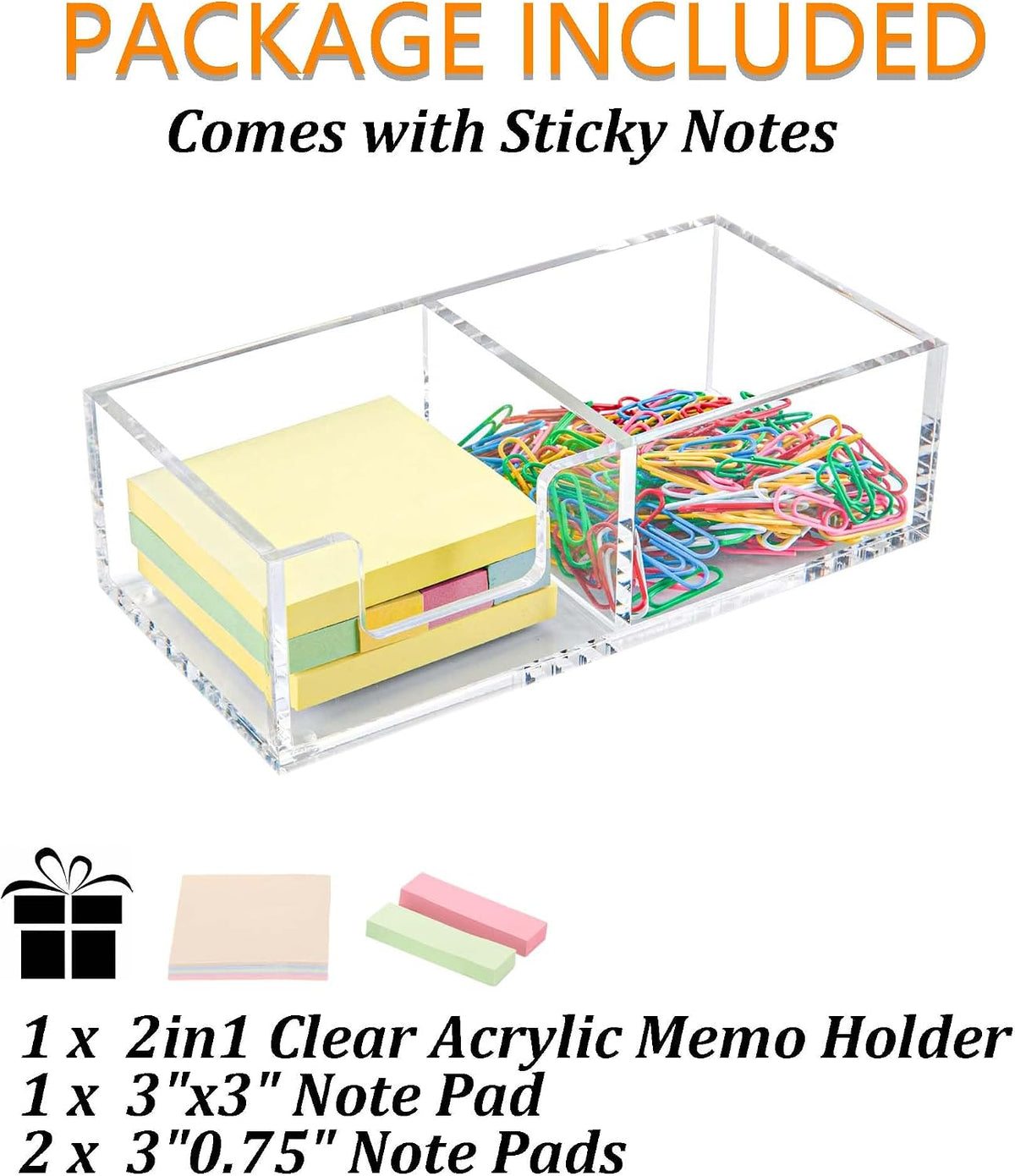 4x6 Acrylic Memo Holder, Clear Desk Notepad Holder For Note Pads