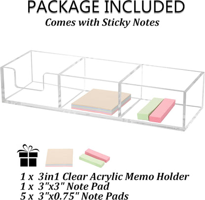 4x6 Acrylic Memo Holder, Clear Desk Notepad Holder For Note Pads