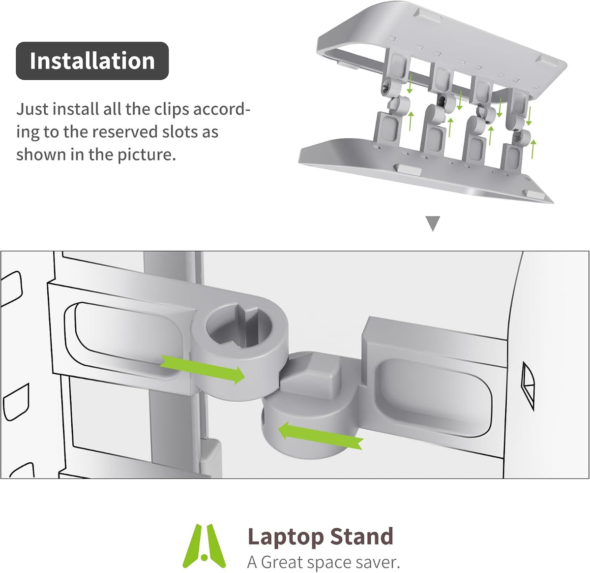 Vertical Laptop Stand with Gravity Locking – ABS Adjustable Laptop Holder Desktop Stand Compatible with MacBook, Surface, iPad, mini PC and More (Gray)