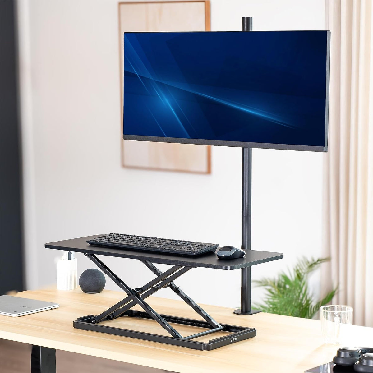 Black 24 in Single Top Keyboard and Mouse Riser, DESK-V024A