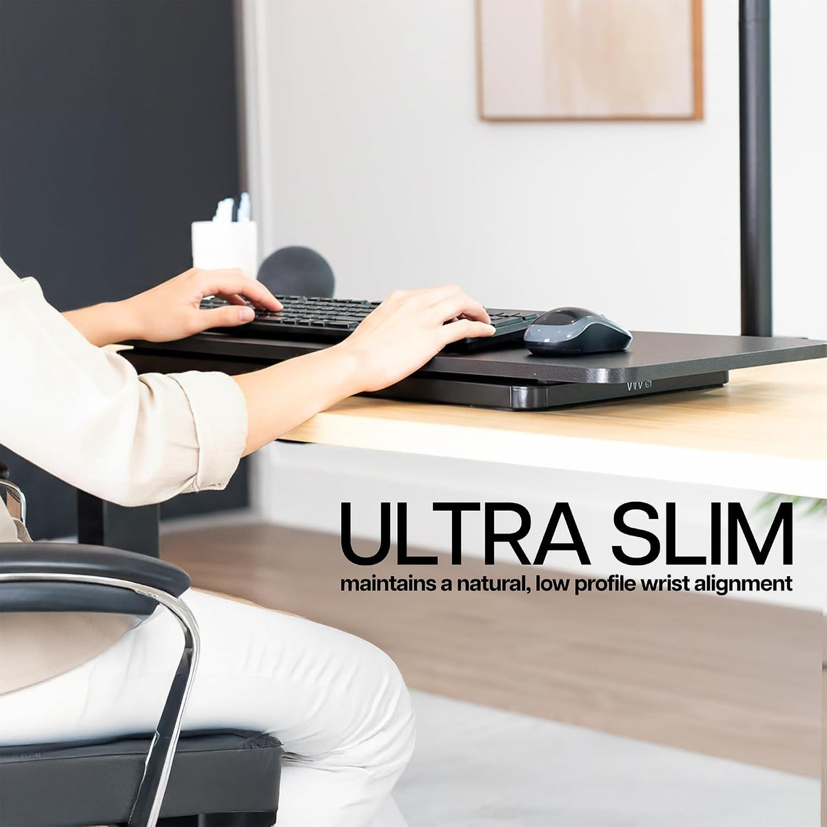 Black 24 in Single Top Keyboard and Mouse Riser, DESK-V024A