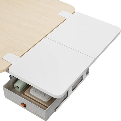 Desk Extender Tray, 24" x 12", with Storage Drawer, Medium, Black