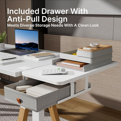 Desk Extender Tray, 24" x 12", with Storage Drawer, Medium, Black