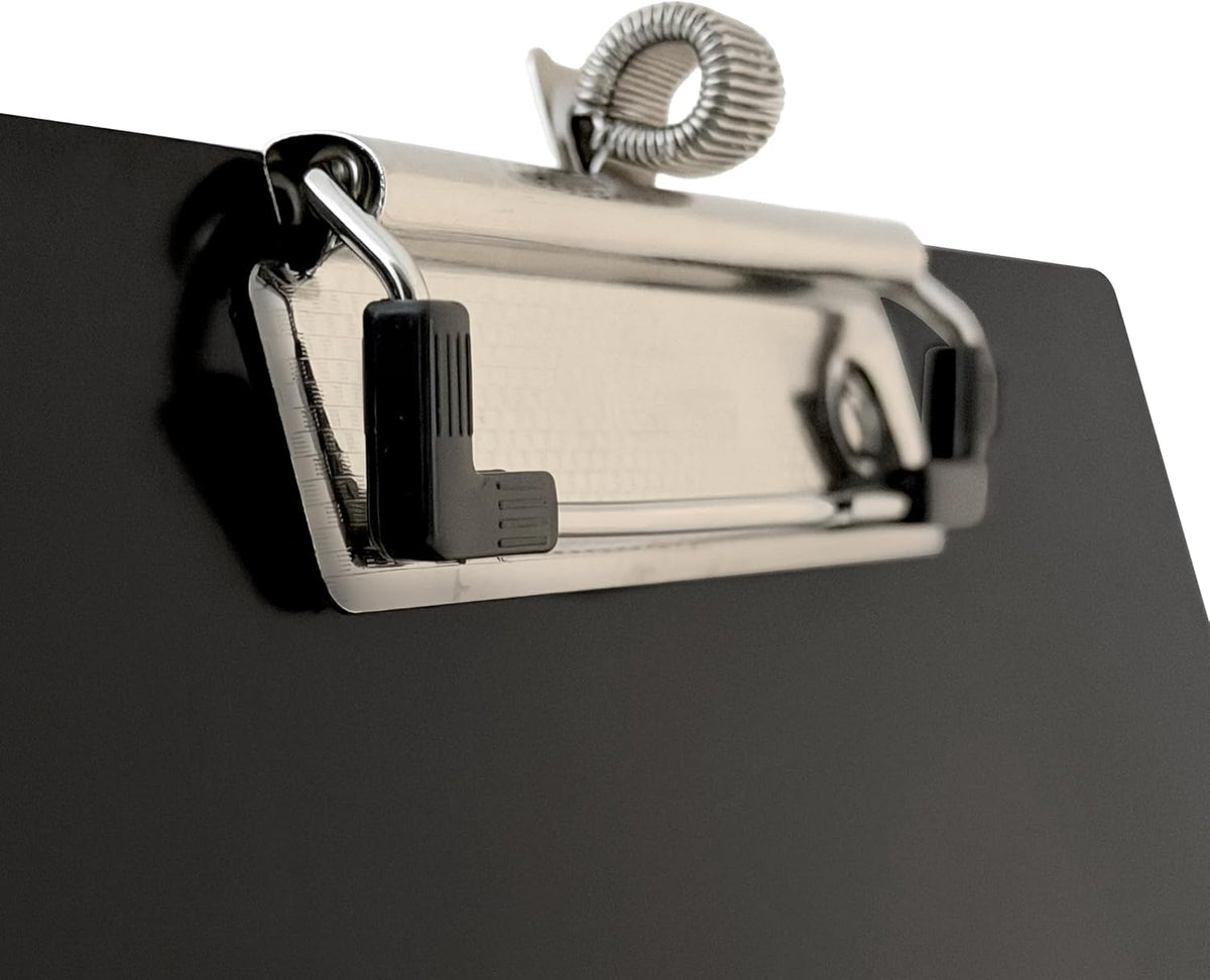 Free Standing Clipboard and Tablet Stand, Black Letter Size Paper Organizer with Steel Clip for Office, School & Work - Clip Board Paper Stand Holds Documents, Tablets & Phones - Made in USA