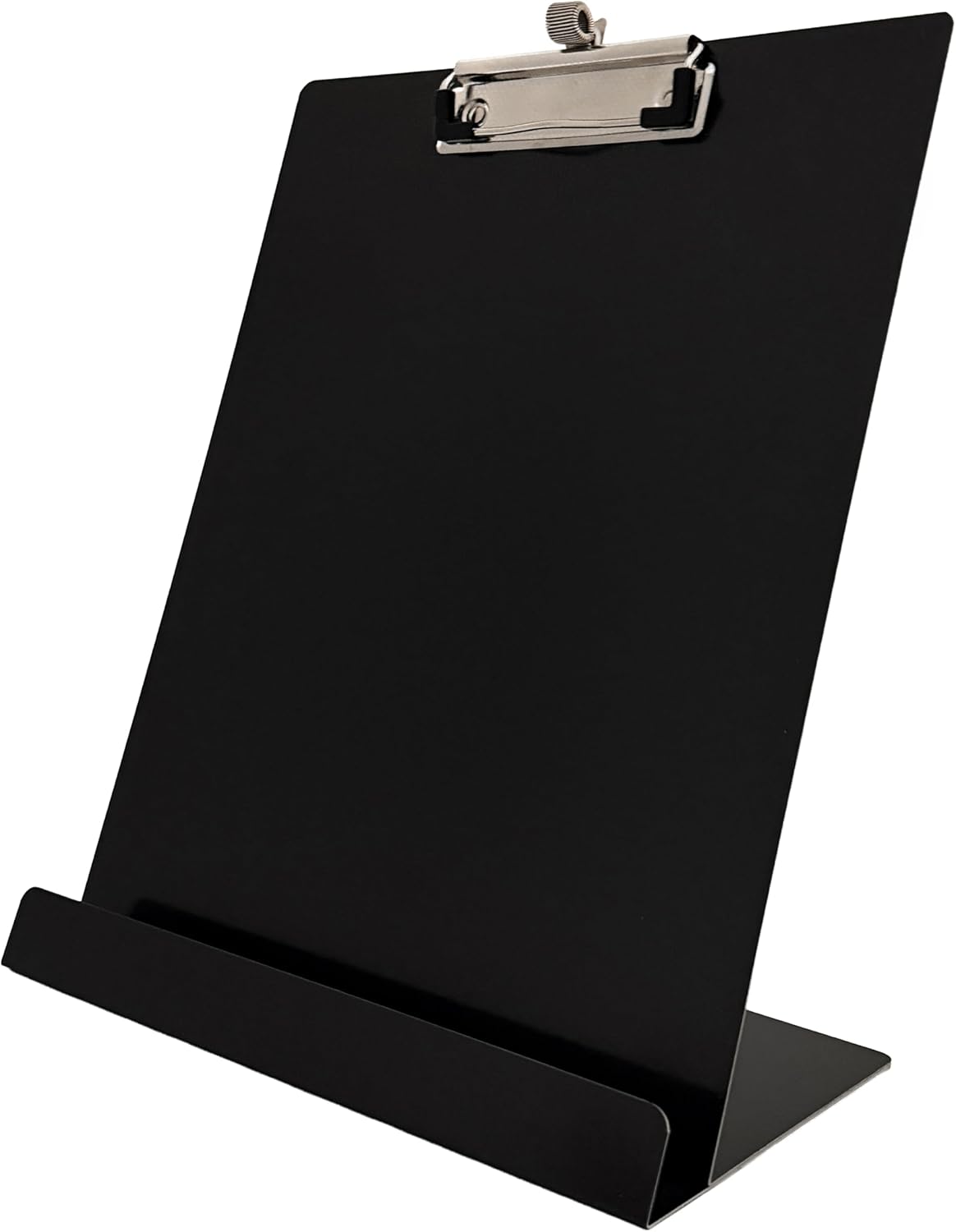 Free Standing Clipboard and Tablet Stand, Black Letter Size Paper Organizer with Steel Clip for Office, School & Work - Clip Board Paper Stand Holds Documents, Tablets & Phones - Made in USA