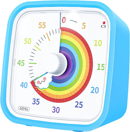 Rainbow Visual Timer for Kids, 60-min Countdown Timer, Blue