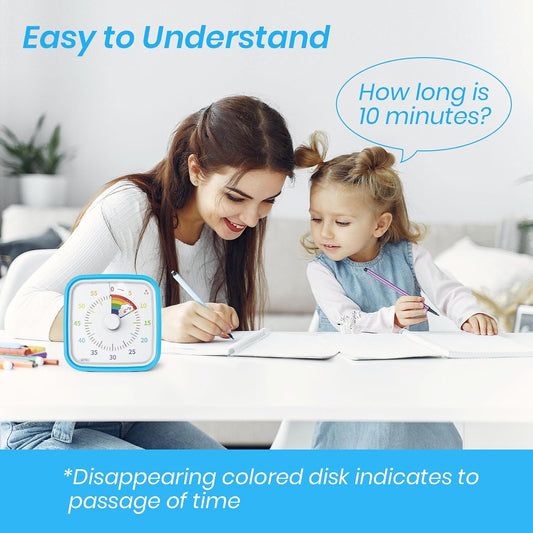 Rainbow Visual Timer for Kids, 60-min Countdown Timer, Blue