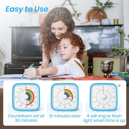 Rainbow Visual Timer for Kids, 60-min Countdown Timer, Blue
