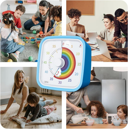 Rainbow Visual Timer for Kids, 60-min Countdown Timer, Blue