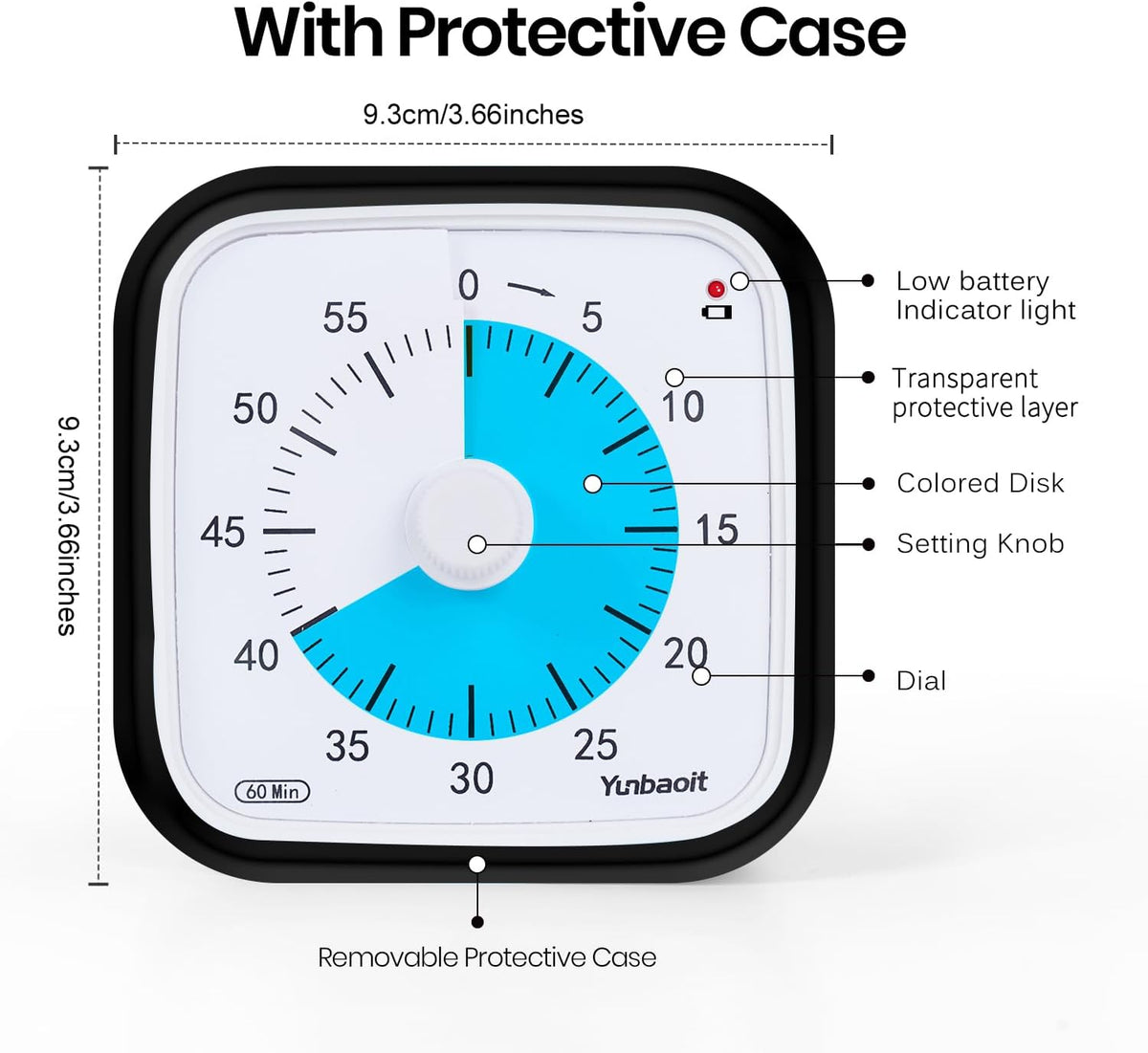 Rainbow Visual Timer for Kids, 60-min Countdown Timer, Blue