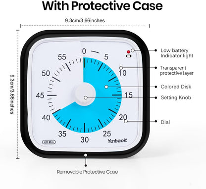 Rainbow Visual Timer for Kids, 60-min Countdown Timer, Blue
