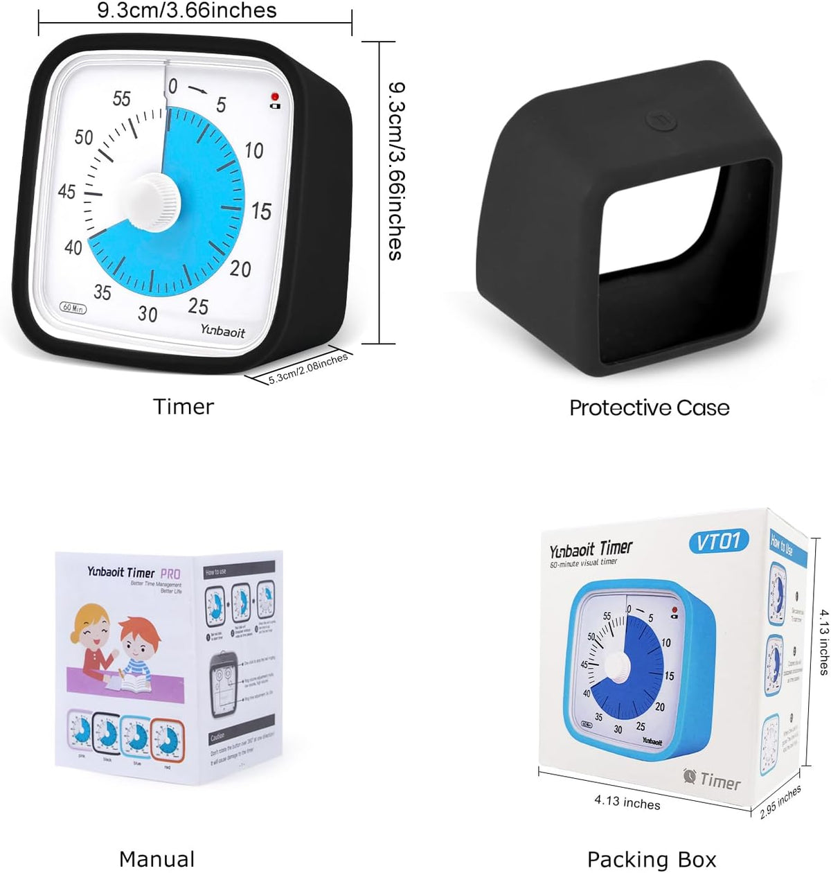 Rainbow Visual Timer for Kids, 60-min Countdown Timer, Blue