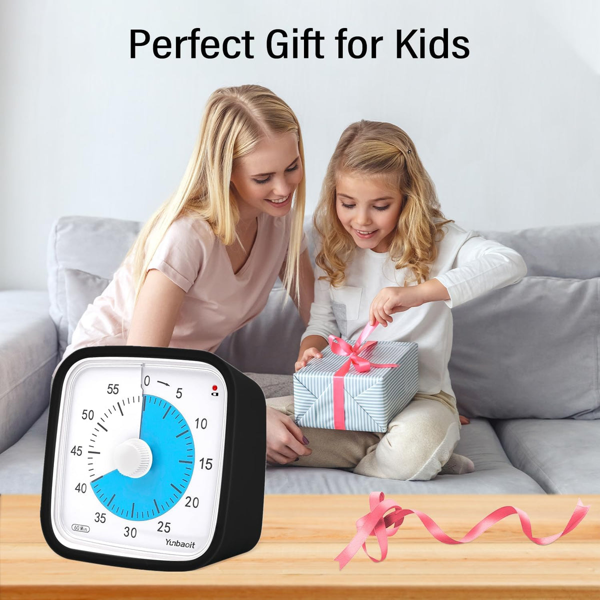 Rainbow Visual Timer for Kids, 60-min Countdown Timer, Blue