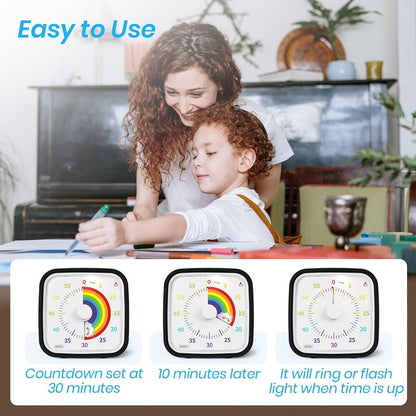 Rainbow Visual Timer for Kids, 60-min Countdown Timer, Blue