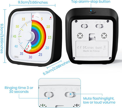 Rainbow Visual Timer for Kids, 60-min Countdown Timer, Blue