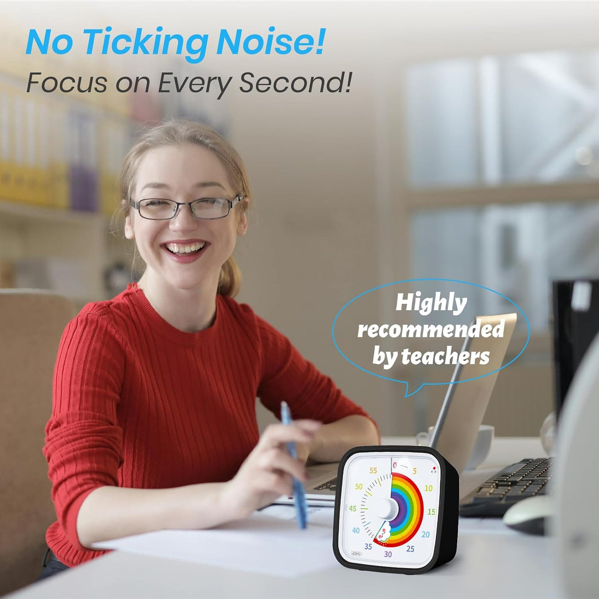 Rainbow Visual Timer for Kids, 60-min Countdown Timer, Blue