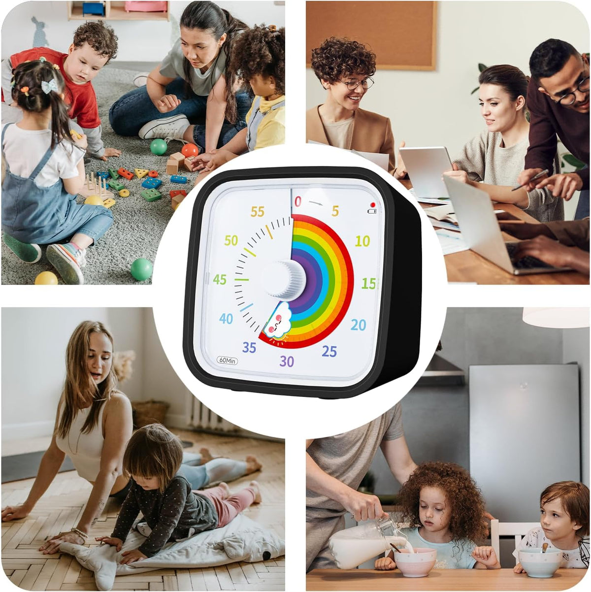 Rainbow Visual Timer for Kids, 60-min Countdown Timer, Blue