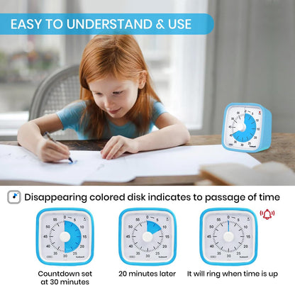 Rainbow Visual Timer for Kids, 60-min Countdown Timer, Blue